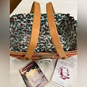 Longaberger Christmas Collection1996. Vntg Holiday Cheer Basket. Ruffled Liner.